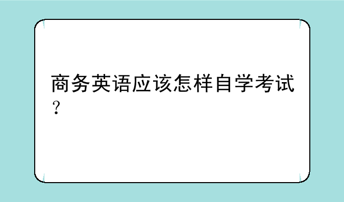 商务英语应该怎样自学考试？