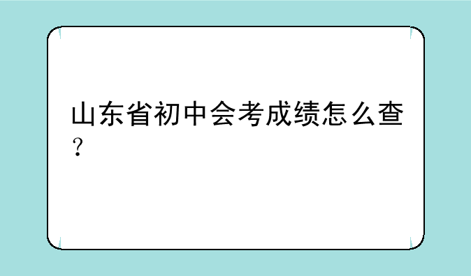 山东省初中会考成绩怎么查？
