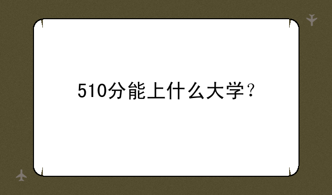 510分能上什么大学？