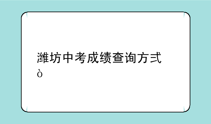 潍坊中考成绩查询方式？
