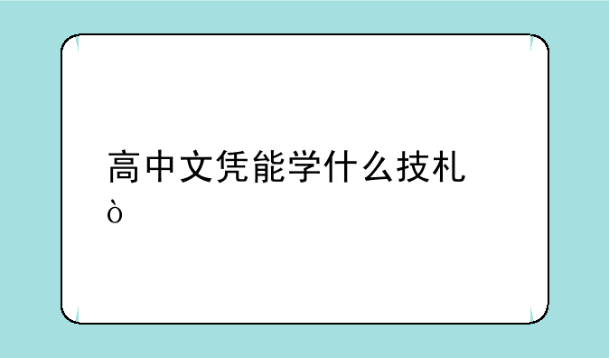 高中文凭能学什么技术？