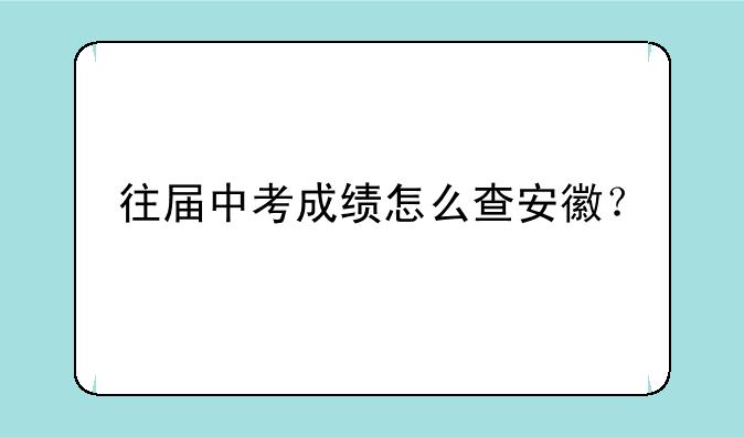 往届中考成绩怎么查安徽？