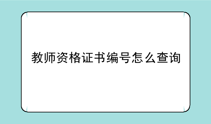 教师资格证书编号怎么查询