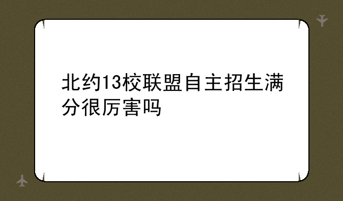 北约13校联盟自主招生满分很厉害吗