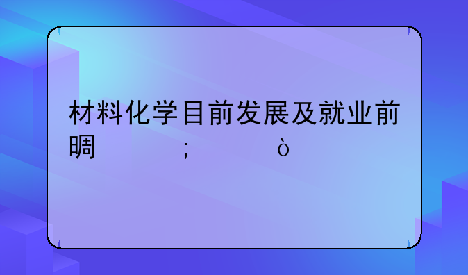材料化学目前发展及就业前景怎样？
