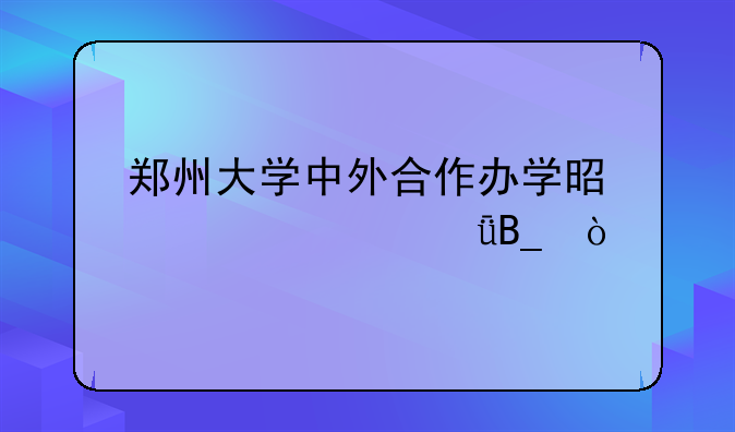 郑州大学中外合作办学是正规211吗？