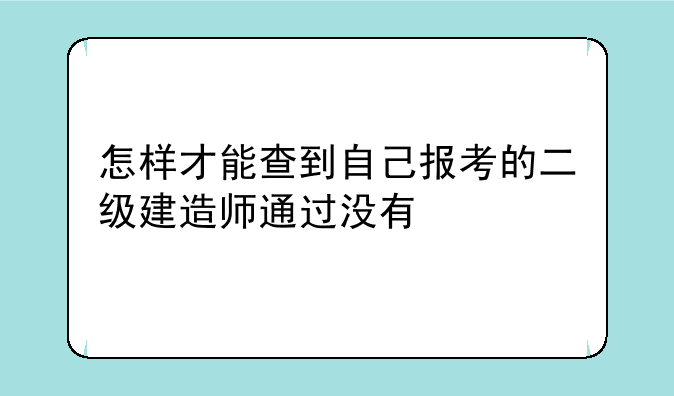 怎样才能查到自己报考的二级建造师通过没有