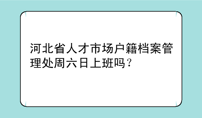 河北省人才市场户籍档案管理处周六日上班吗？