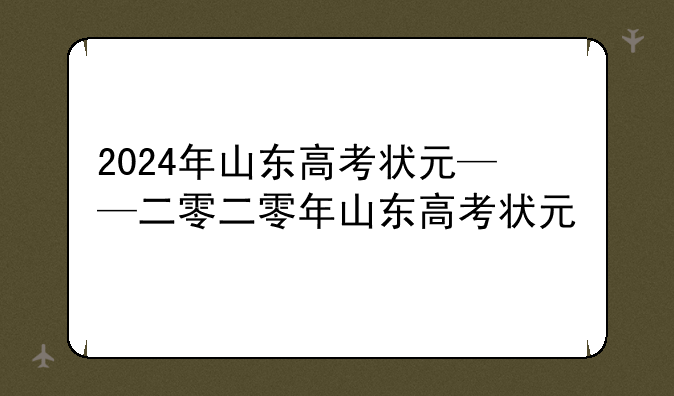 2024年山东高考状元——二零二零年山东高考状元