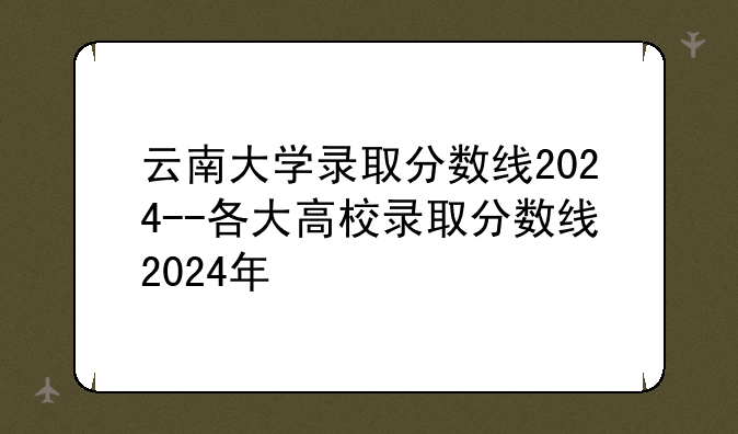 云南大学录取分数线2024--各大高校录取分数线2024年