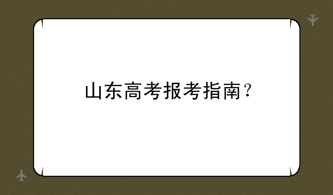 山东高考报考指南？