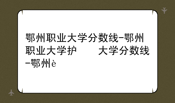 鄂州职业大学分数线-鄂州职业大学护理专业
